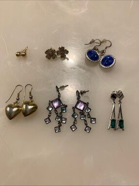 Assorted Womens Fashion Earrings Set - Gold, Blue, Purple, Green